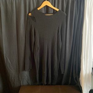 Black Ripped Sweater Dress